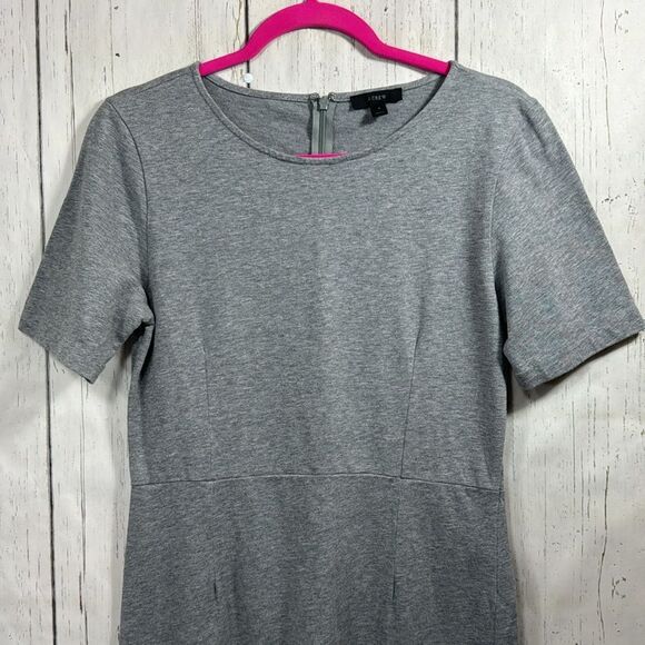 J Crew Womens Gray A Line Short Sleeves Knit Cotton Summer Minimalist Dress - Picture 5 of 15